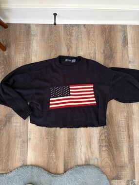 Faded Glory cropped American flag sweater - size Large